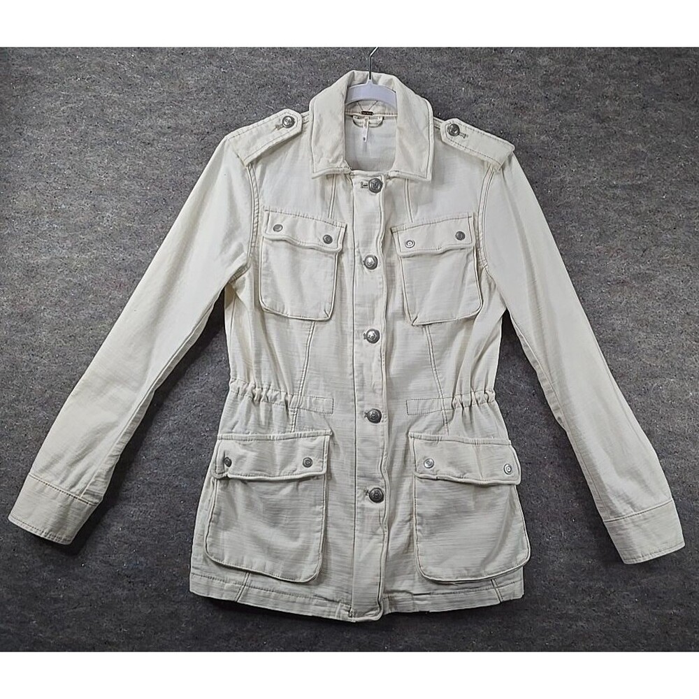 Free People Jacket Military Utility Tan Cargo Coat Womens sz XS